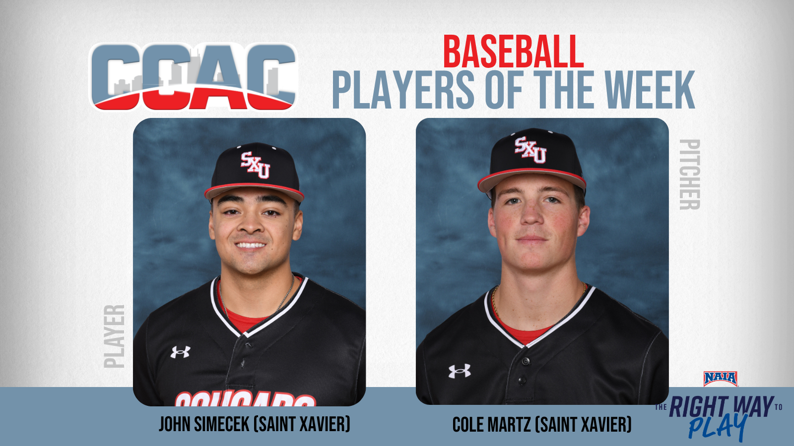 SXU Sweeps Baseball Games, Weekly Awards Courtesy of Simecek, Martz