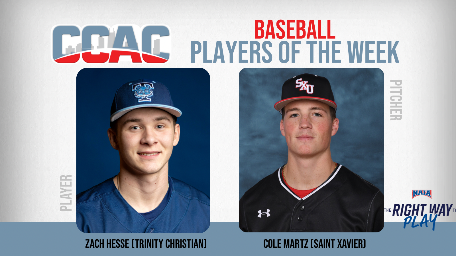 SXU's Martz, TCC's Hesse Land Baseball Weekly Honors