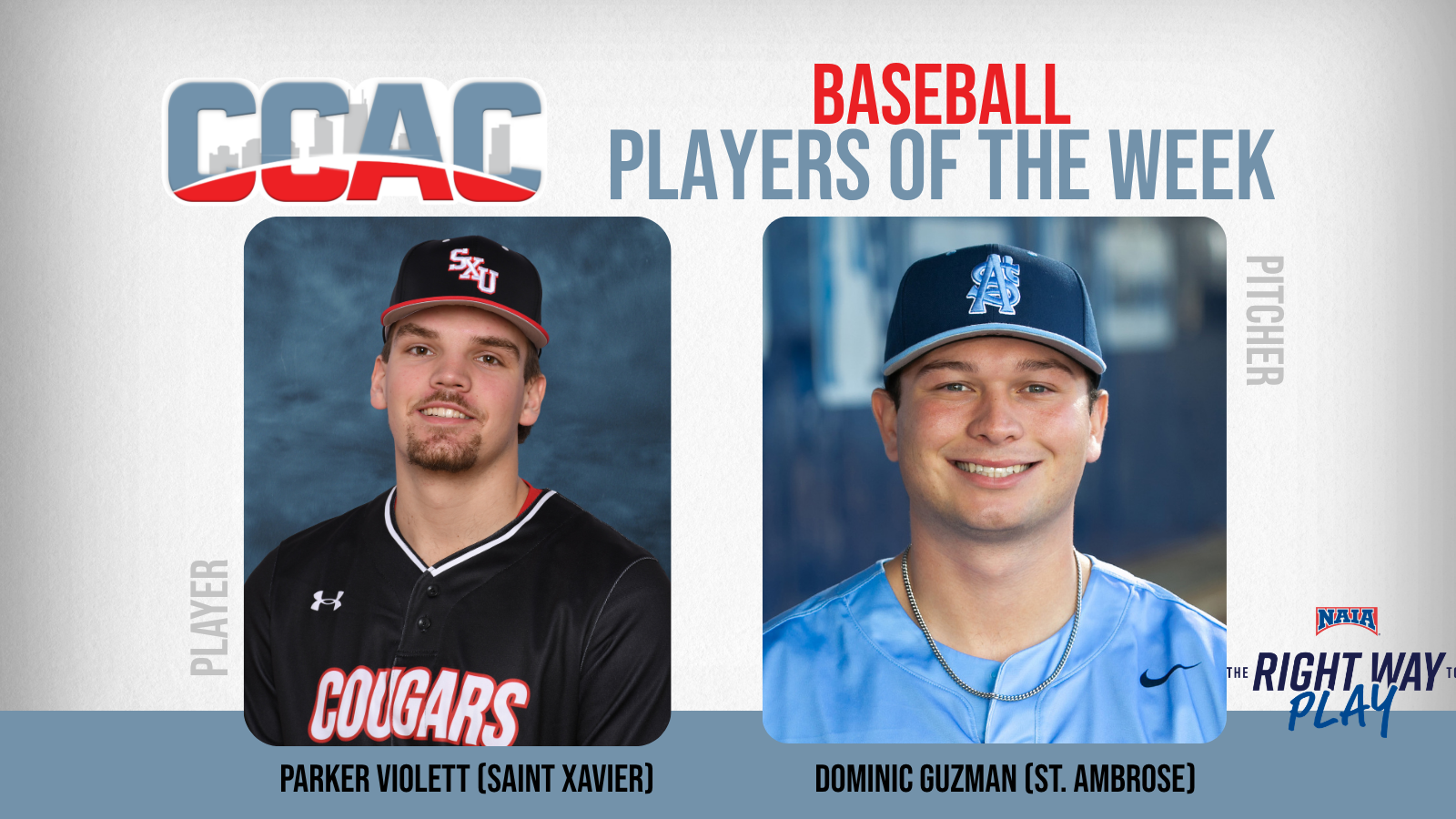 SAU's Guzman, SXU's Violett Notch Final Baseball Weekly Awards For 2026