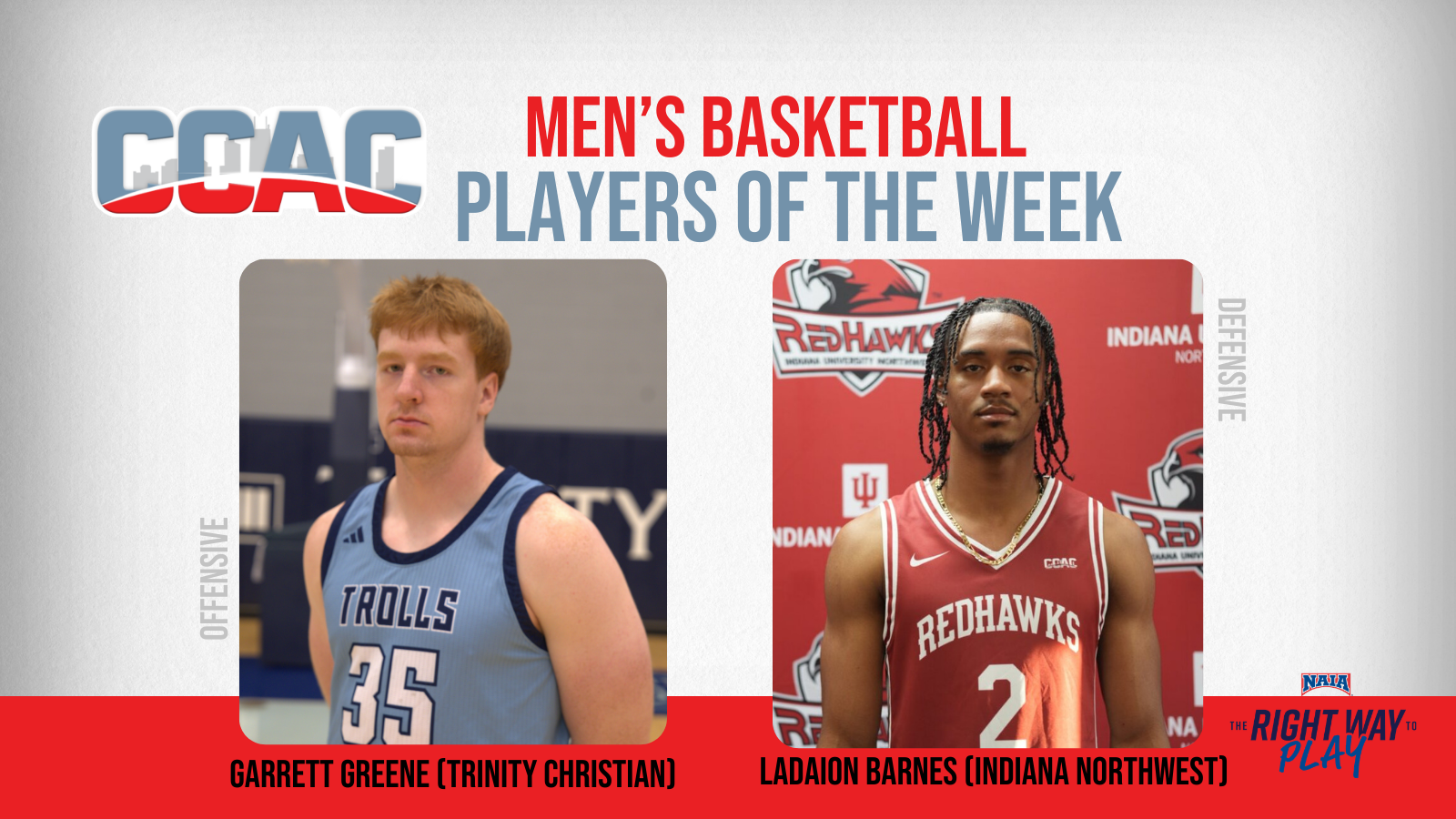 IUN's Barnes, TCC's Greene Close Out Regular Season With Weekly Men's Basketball Honors