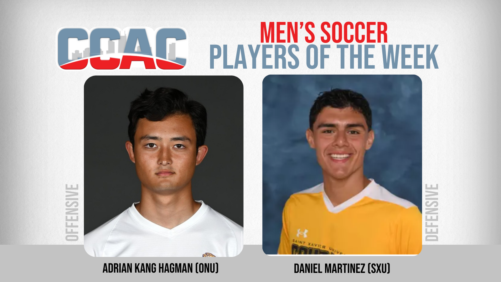 SXU's Martinez Honored Again, ONU's Kang Hagman Claims First Men's Soccer Weekly Recognition