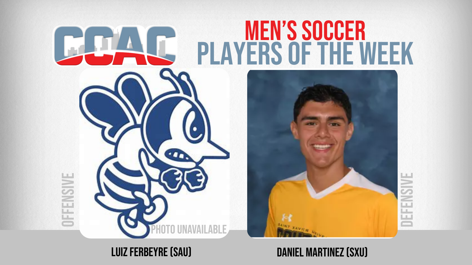 SXU's Martinez Continues Run of Men's Soccer Weekly Honors, SAU's Ferbeyre Also Recognized