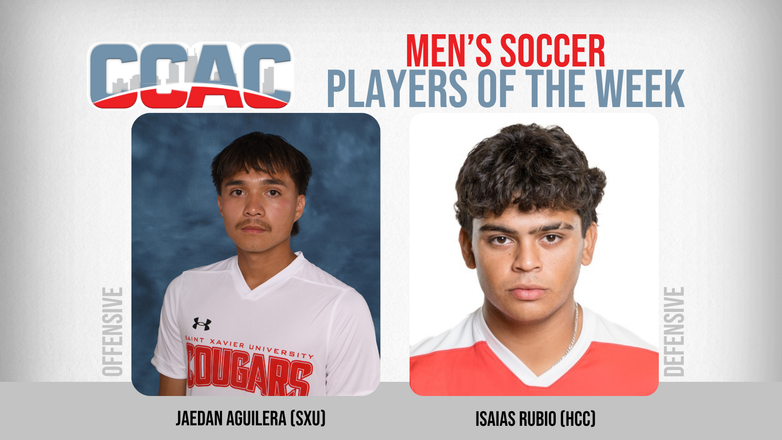 HCC's Rubio, SXU's Aguilera Notch Men's Soccer Weekly Honors