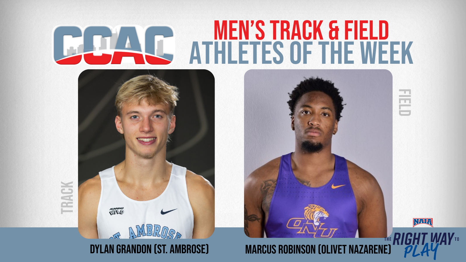 School Records Result In Men's Indoor T&F Weekly Honors For SAU's Grandon, ONU's Robinson