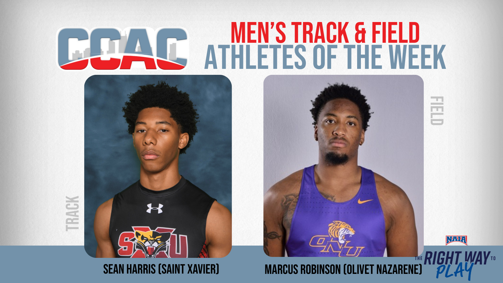 SXU's Harris, ONU's Robinson Gain Men's Indoor Track &amp; Field Spotlight Again
