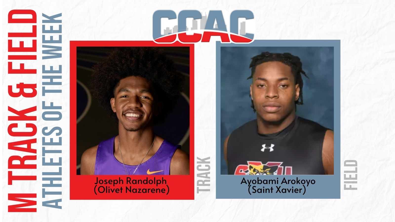 Top Marks Earn ONU's Randolph, SXU's Arokoyo Men's Outdoor T&F Weekly Accolades