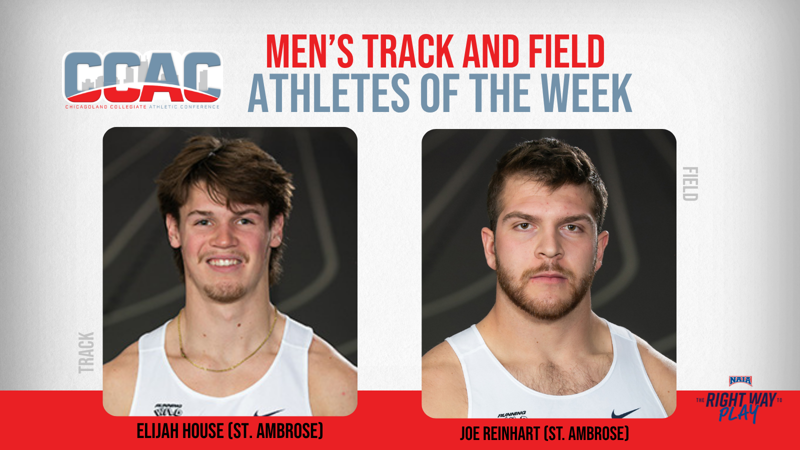 CCAC Championship Performances Earn Men's Outdoor T&F Weekly Honors For SAU's House, Reinhart