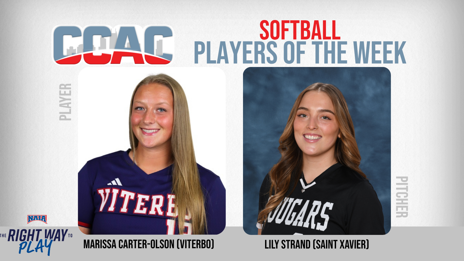 VU's Carter-Olson, SXU's Strand Use Perfect Weeks To Claim Softball Accolades