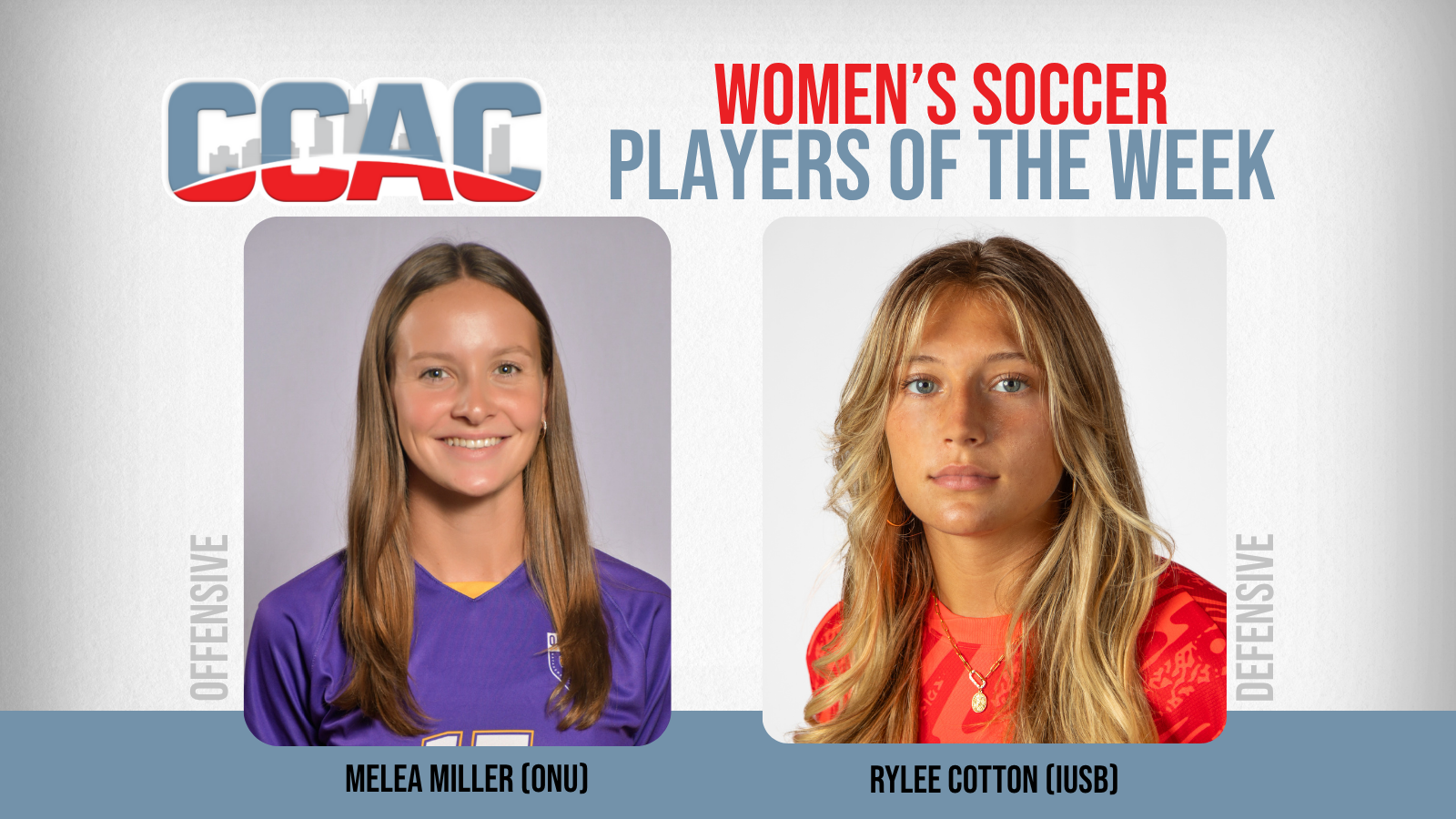 ONU's Miller, IUSB's Cotton Earn Week 11 Women's Soccer Recognition